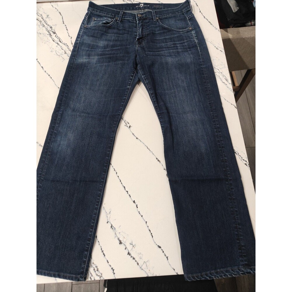 7 For All Mankind Austyn Relaxed Straight Leg Jeans Dark Wash Mens 33x29 USA